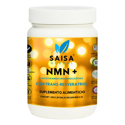 Nmn + Resveratrol | 200 Capsulas | Ultra Puro | Nicotinamida Mononucleotido | Nad + | Antienvejecimiento Natural | Energía Y Enfoque | Juventud Celular | Envío gratis