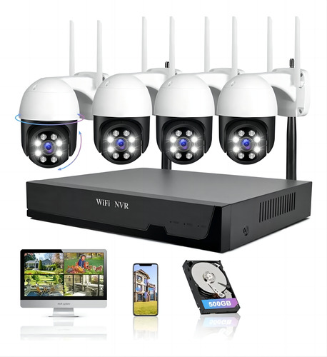 Kit Video Vigilancia 4 Cámaras De Seguridad Ptz 1080p Y Nvr