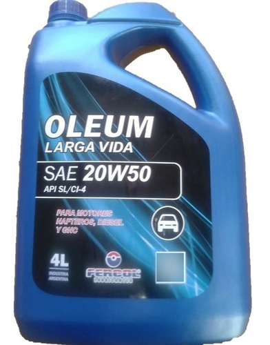 Aceite Fercol Oleum 20w50 Mineral Multi 4 Litros Maranello