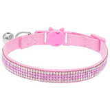 Collar De Gato Campana, Terciopelo Brillantes, Rosa