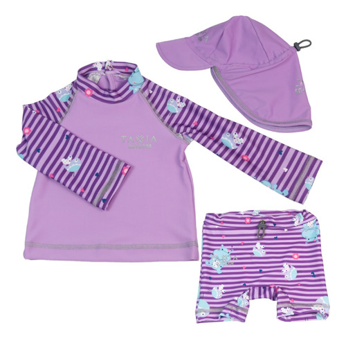 Remera Proteccion Uv Bebe+ Boxer + Gorra Cubre Nuca Hipo