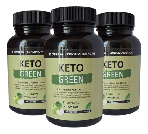 Quemador De Grasa Natural Keto Green  Pack X3