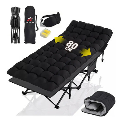 Jm Vaal Catre Plegable para Acampar Campismo con Colchón 80 x 190 cm Color negro | Envío gratis