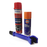 Lubricante Cadena Moto Fercol + Limpia Cadena Gulf + Cepillo