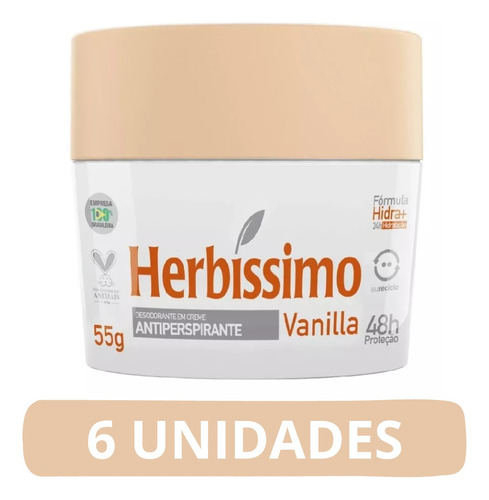 Kit C/6 Desodorante Em Creme Herbíssimo Vanilla 55g