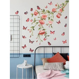 Vinilo Adhesivo Sticker Decorativo Pared, Flores Y Mariposas