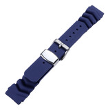 Malla Para Relojes Caucho Azul Presilla De Metal A 22mm