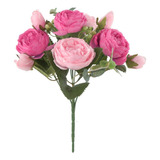 Ramo De Flores Artificiales De Rosa Peonía De Seda, Floral R