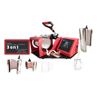 Combo 3 En 1 Plancha Tazas Sublimación S\u002F8 Color Rojo | Envío gratis