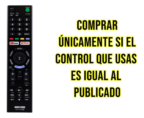 Control Remoto Sony Rmt-tx300b Smart Tv Youtube Netflix