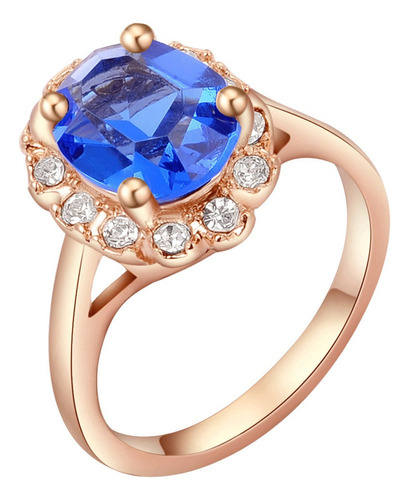 Cristal De Diamante Anillos De Compromiso Para Mujeres Azul