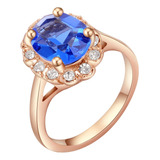 Cristal De Diamante Anillos De Compromiso Para Mujeres Azul