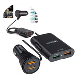 Carregador Carro Veicular Com Extensão 1 Metro 4 Portas Usb