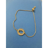 Pulsera Ajustable En Chapa De Oro Con Dije De Mano De Fatima