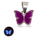 Collar Con Dije Mariposa Plata 925 Brilla Oscuridad Luminoso