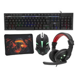 Kit Gamer Monster Teclado + Mouse + Audofonos + Pad 4 X 1