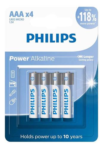 Pilha Aa Philips 4 Unidades Alcalinas 1.5v Lacradas