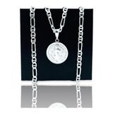 Medalla Plata Fina 925 San Benito Cadena Cartier Hombre