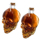 Licoreras Vidrio Calavera Craneo Con Corcho 400ml 2 Piezas