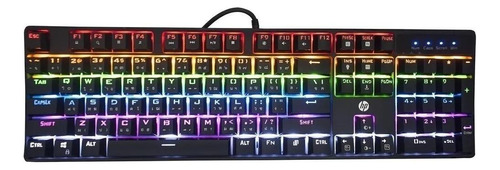 Teclado Gamer Hp Gk320 Qwerty Espanhol Cor Preto Com Luz Rainbow