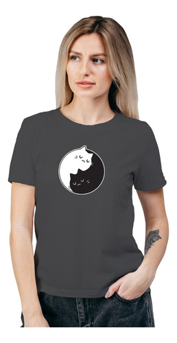 Polera Mujer Gato Michi Yin Yang Gatos Algodón Orgánico An20