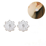 Aretes Pendientes Topos Flor Plata Y Oro Niña, Mujer Regalo 