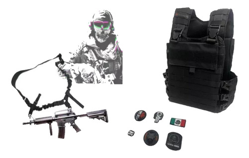 Chaleco Lastre Porta Placa Seguridad Sick Pack + Porta Fusil