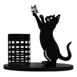 Decoración De Gatos De Metal, Portalápices De 20cmx22cm