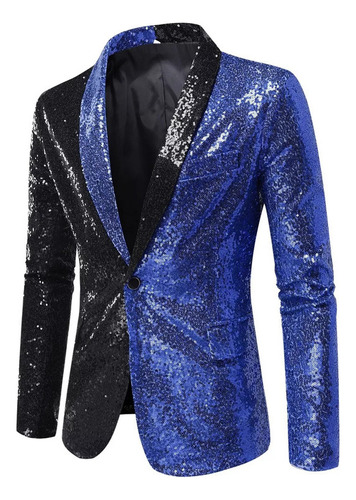 Blazer Hombre Traje Boda Brillante Lentejuelas Bicolores