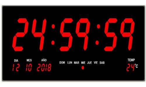 Reloj Led  Digital De Pared Fecha Hora Temperatura