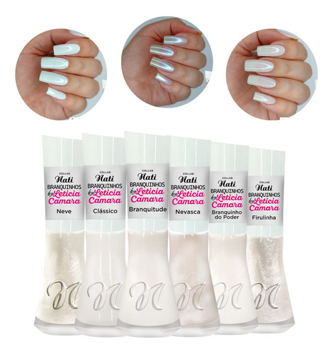 Kit 6 Esmalte Nati Coleção Leticia Camara Francesinha Branco