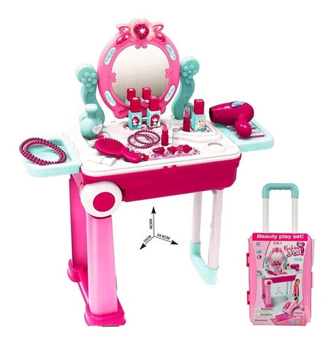 Set De Maquillaje Para Niña, Maleta Ruedas Tocador Infantil