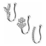 Aros - Melighting Nariz Aro 3 Uds Falso Nariz Piercing Clip 