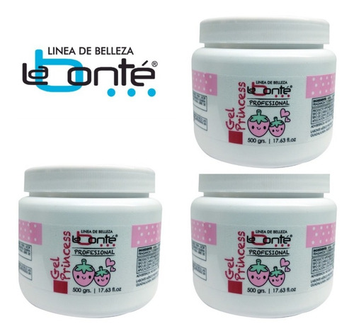 3 Pack Gel Princess Profesional Para Niñas Labonte 500 Grs.