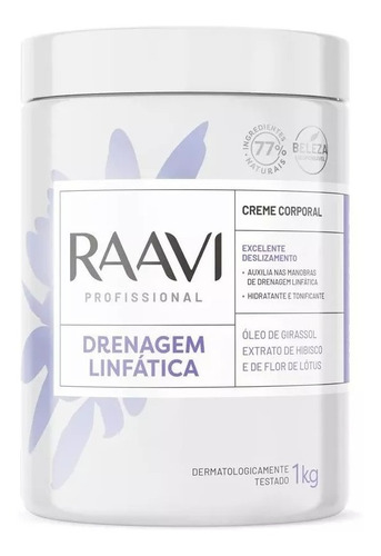 Creme Drenagem Linfática 1 Kg Raavi Massagem Profissional 