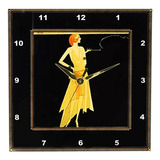 3drose Llc Art Deco Lady En Negro Con Marco De Oro 10 Por 10