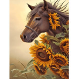 Kit De Pintura De Diamante Con Forma De Girasol Y Caball [u]