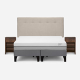 Cama Pratta 2 Plazas Bd +respaldo New Bennet+velador Maurice