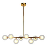 Lustre Pendente 8 Globos Esfera Vidro Molecular Jabuticaba Cor Dourado 110v/220v