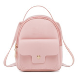 Mini Mujer Mochila Color Sólido Casual Bolso Teléfono Móvil