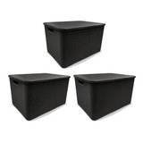 Kit 3 Caixas/cestos Organizadoras Rattan - 7l, 15l E 20l 