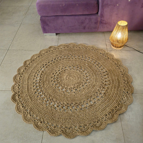 Alfombra Redonda / Tejida / Yute / 120cm De Diam