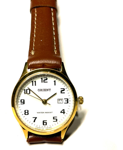 Reloj Orient Dama, Caja Dorada, Correa De Cuero Ref.fsz3n003