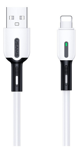 Cable Para iPhone Usams Acabado Silicon 1m Led En Conector Color Blanco