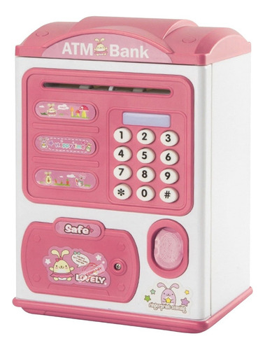 Alcancia Electronica Cajero Kawaii Juguete Luces Sonido Color Rosa Atm Bank 6709