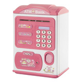 Alcancia Electronica Cajero Kawaii Juguete Luces Sonido Color Rosa Atm Bank 6709