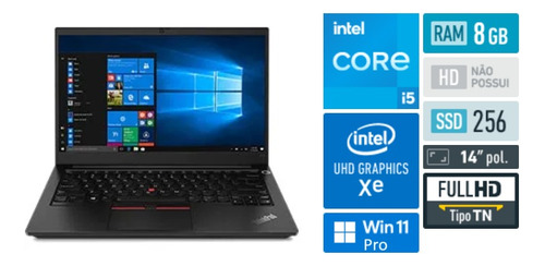 Lenovo E14 I5 Gen1 8gb 256gb Nvme Tela Fhd Windows 11 Pro