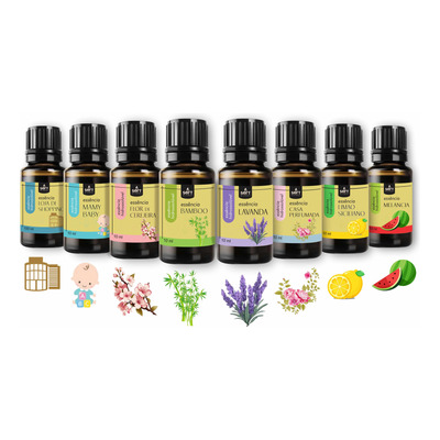 Kit 8x Essencias Premium Hidrossolúvel Umidificador Vaporiz.