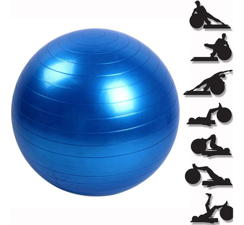 Bola Suica Pilates Yoga Abdominal Fitness 75 Cm Bomba Azul