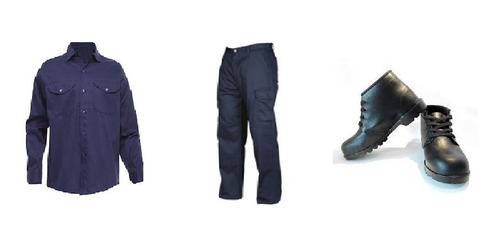Kit Camisa Pantalon Azul Oscuro Cargo Botin Economico Art2 